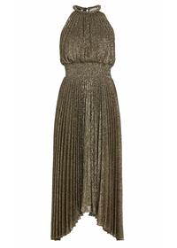 A.L.C. Renzo II Metallic Pleated Midi-Dress