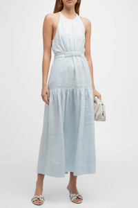 A.L.C. Wrenley Linen High-Neck Drop-Waist Maxi Dress