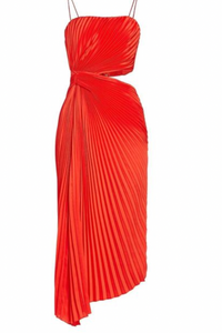 Alice + Olivia Fayeth Spaghetti Strap Asymmetrical Midi Dress 