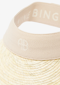 Anine Bing Venus logo-embellished palm leaf visor