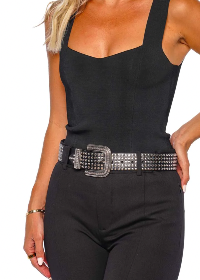 IRO Ovia Black Leather Studded Belt 