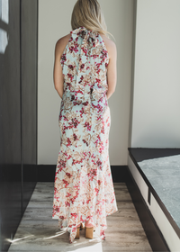 SALONI Lila Floral Silk Halter Midi-Dress