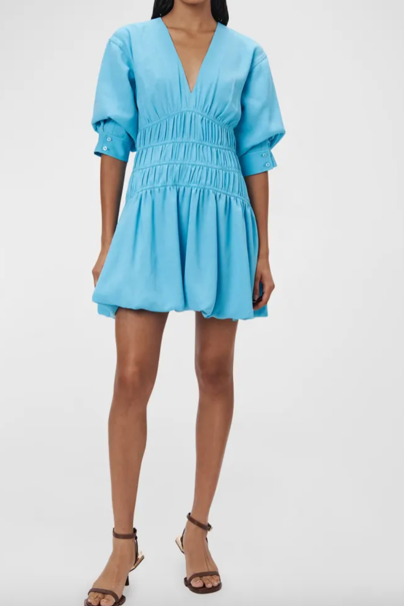 Simkai Diem Gauze Short-Sleeve Mini Bubble Dress