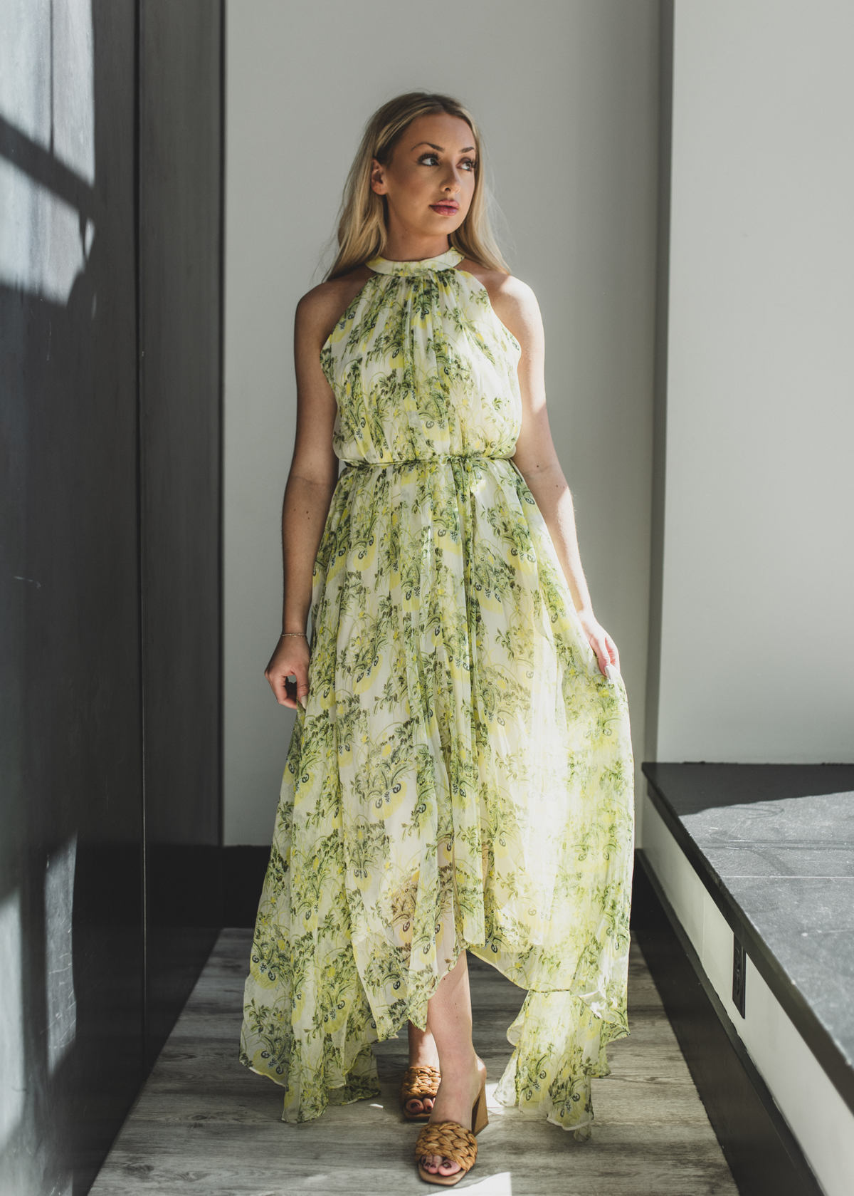 SALONI Irina Sleeveless Printed Asymmetric Maxi Dress