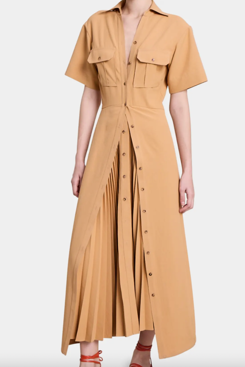 A.L.C. Florence Pleated Button-Front Maxi Dress