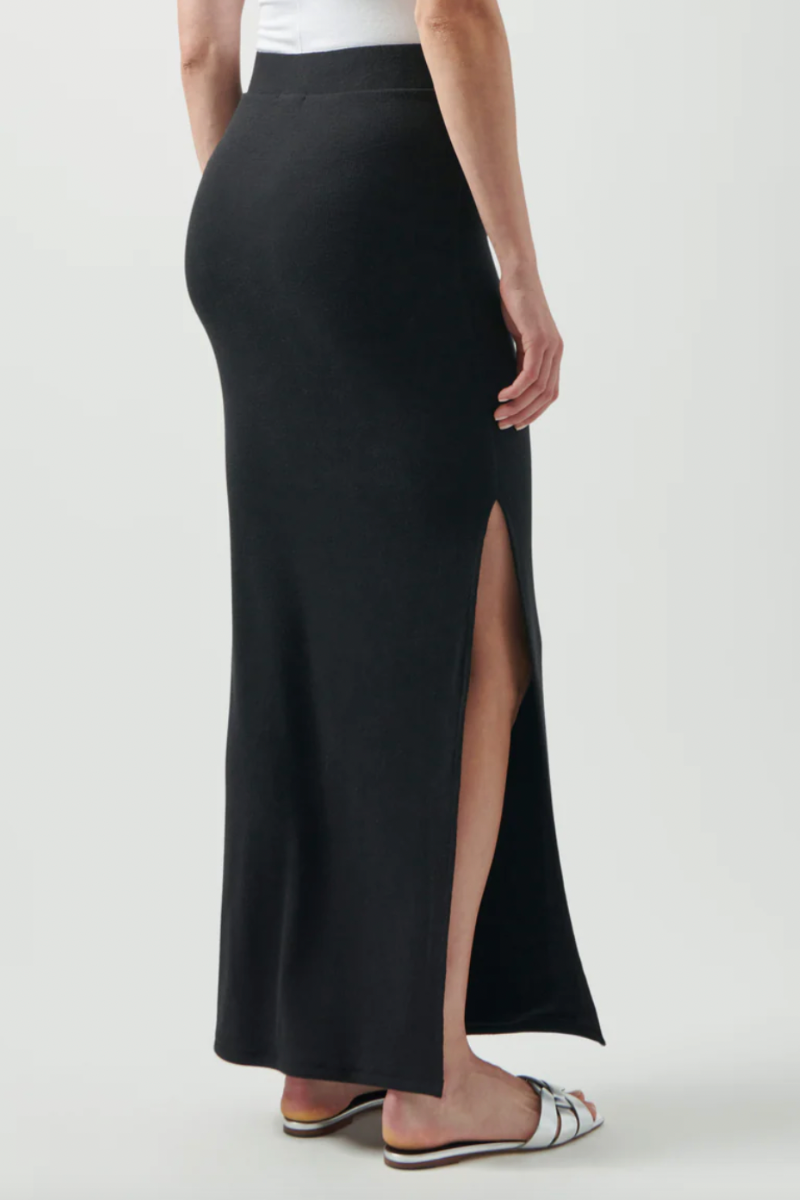 ATM Modal Rib Side Slit Maxi Skirt - Black