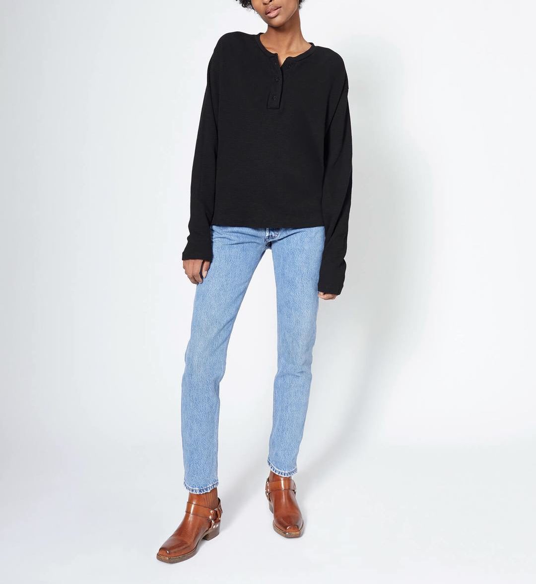 RE/DONE HENLEY THERMAL LONG SLEEVE TEE - AshleyCole Boutique