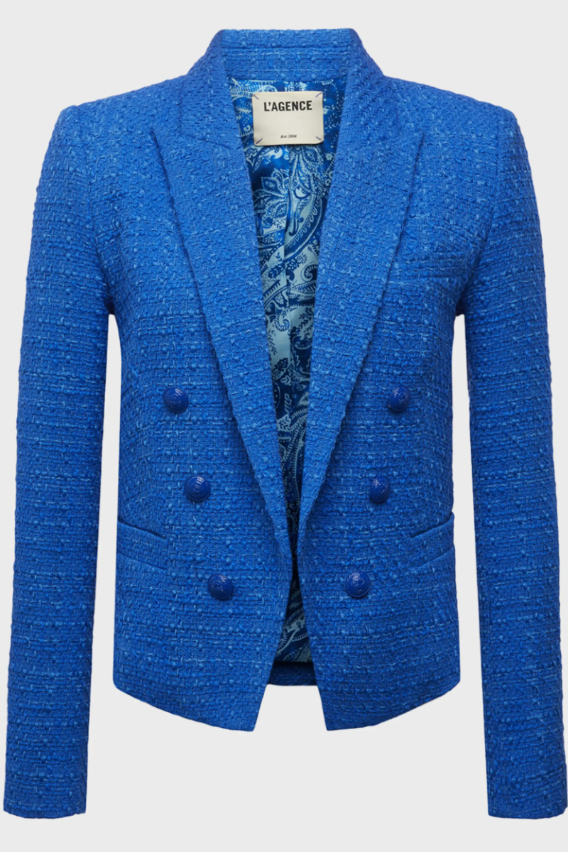 L'Agence Brooke Double-Breasted Tweed Blazer