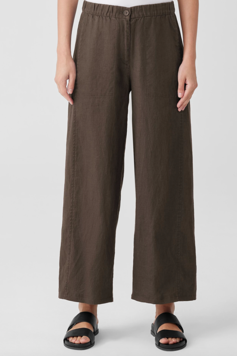 Eileen Fisher Organic Linen Wide Trouser Pant Easy Fit, Ankle Length