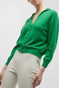 GREY/VEN Lauren Cardigan Sweater In Kelly Green