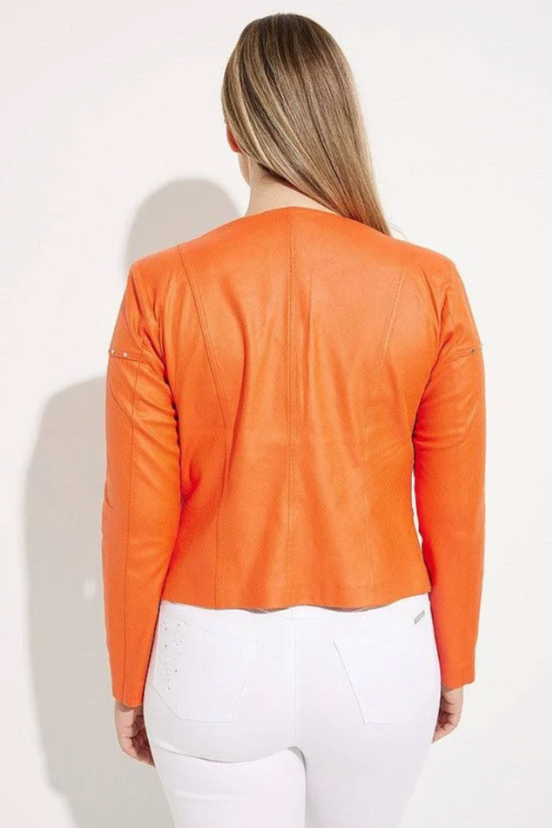 Joseph Ribkoff Faux Suede Orange Jacket Style 232904