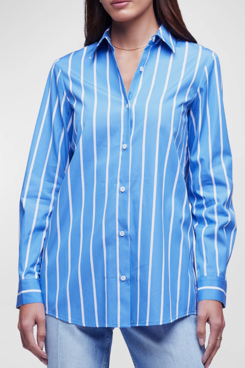 L'Agence Striped Layla Button-Front Tunic