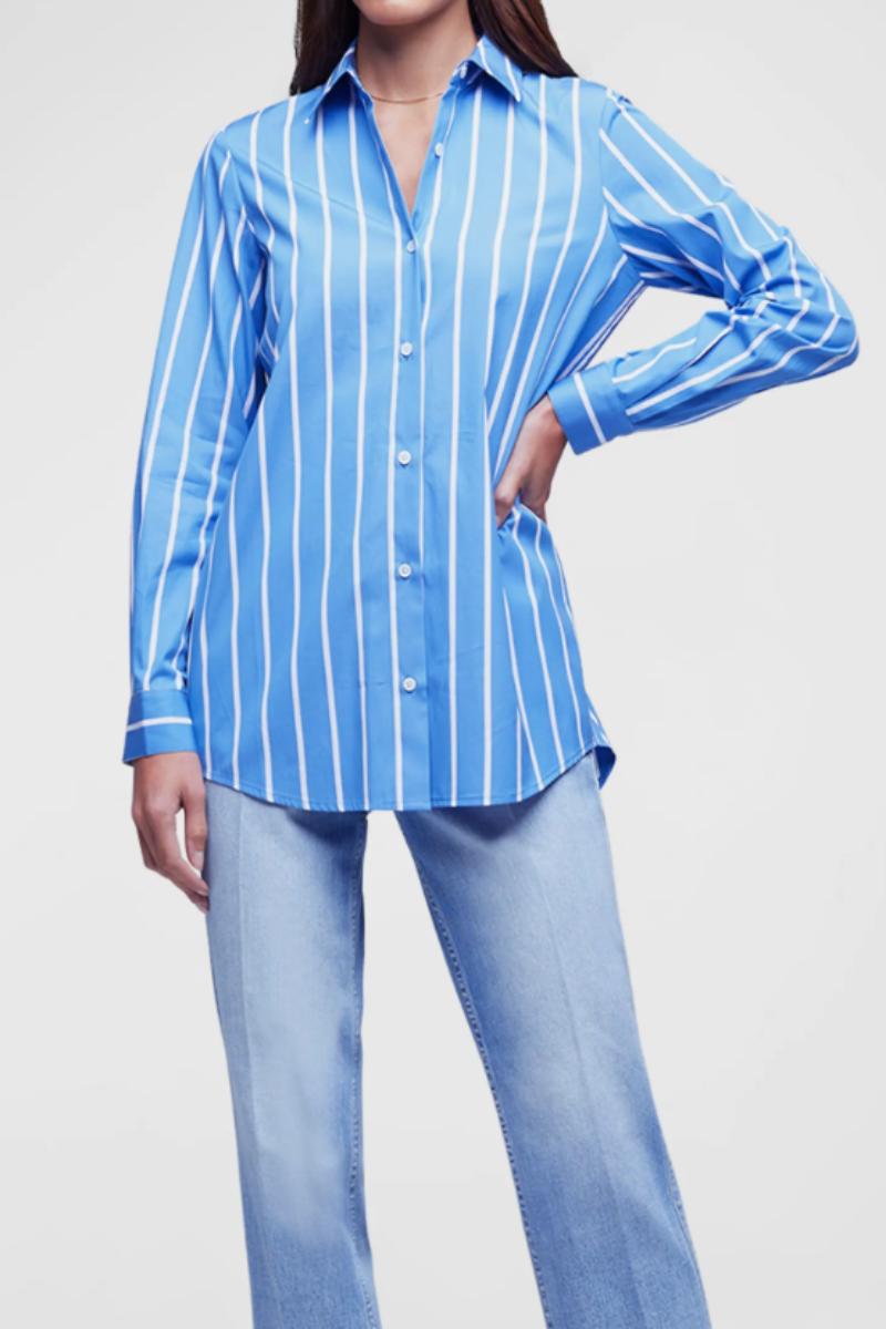 L'Agence Striped Layla Button-Front Tunic