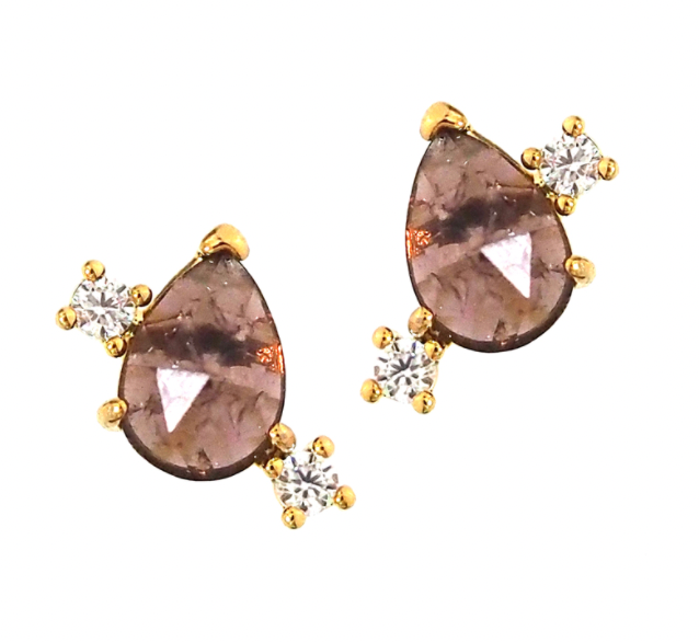 Teardrop Stud with Two CZ's - AshleyCole Boutique