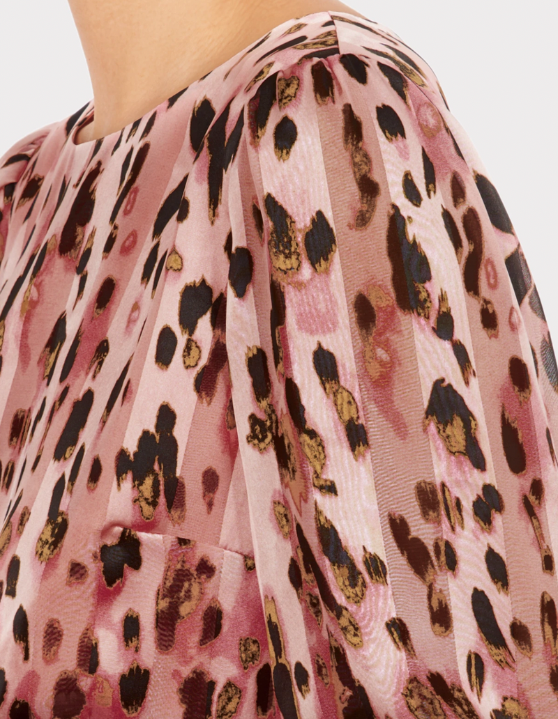 Pink Metallic Leopard Stripe Burnout Dress - AshleyCole Boutique
