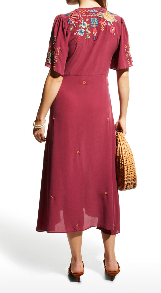 Eilona Flutter-Sleeve Silk Dress - AshleyCole Boutique