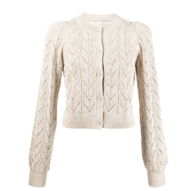 Kitty Puff-sleeve Cardigan In Neutrals - AshleyCole Boutique