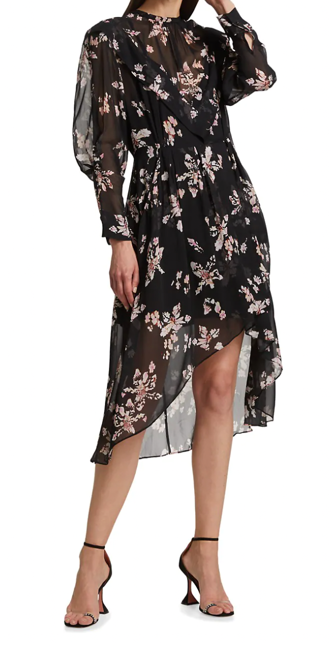 IRO Iliona Floral Chiffon Midi Dress - AshleyCole Boutique