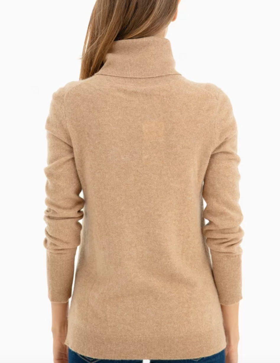 Camel Heather Essential Cashmere Turtleneck Sweater - AshleyCole Boutique