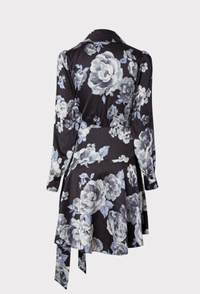 MILLY Women's Black Samara Winter Floral Satin Dress - AshleyCole Boutique