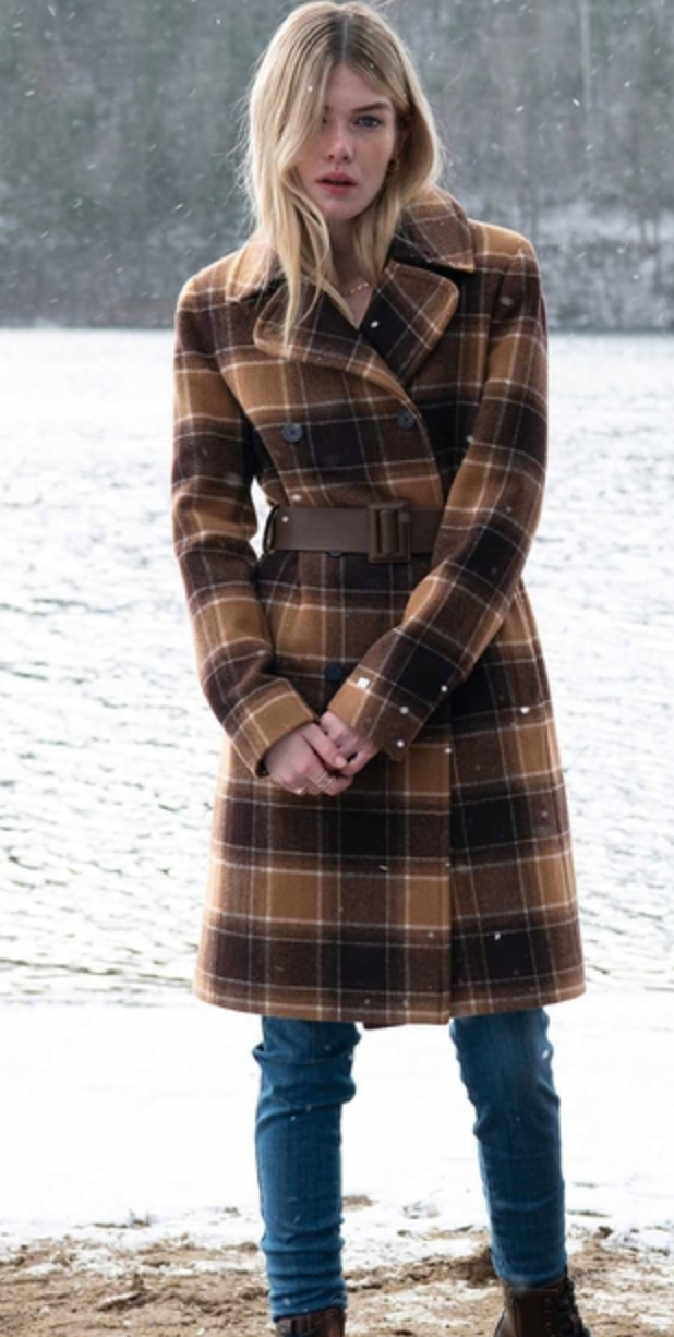 KARINA slim-fit plaid wool coat with belt - AshleyCole Boutique
