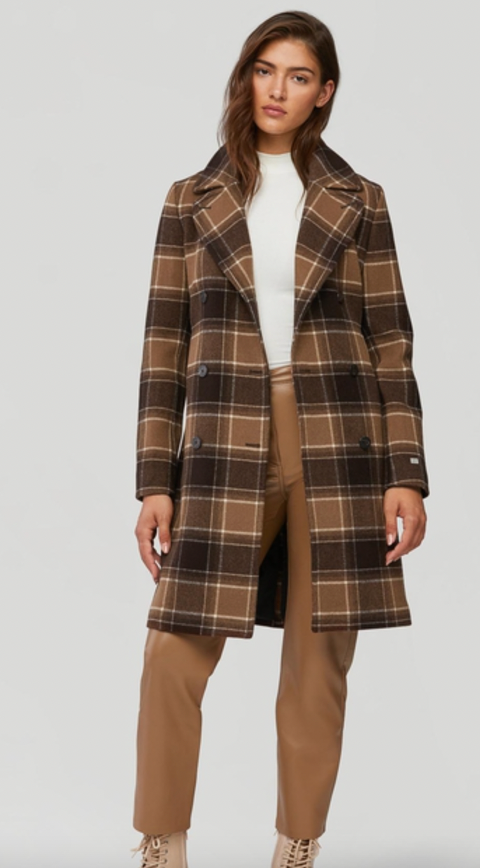 KARINA slim-fit plaid wool coat with belt - AshleyCole Boutique