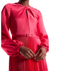ML MONIQUE LHUILLIER Long Sleeve Satin Midi Dress - AshleyCole Boutique