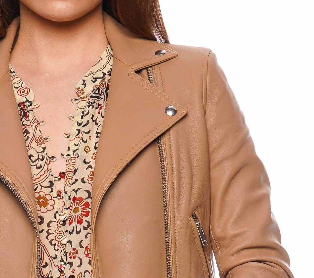IRO Kolmar Fudge Brown Leather Jacket - AshleyCole Boutique