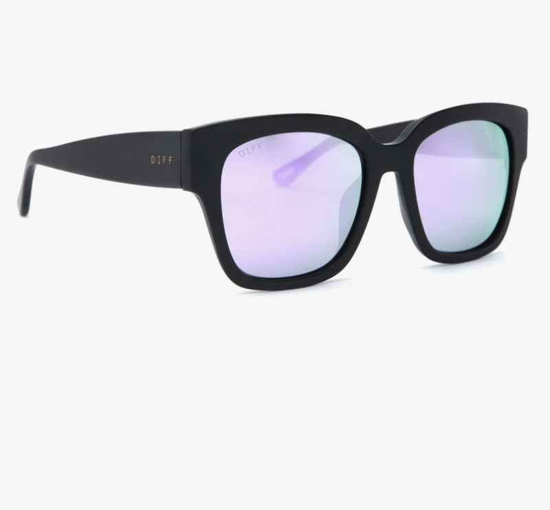 Bella II Matte Black Lavender Flash Sunglasses - AshleyCole Boutique