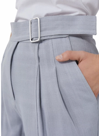 Grey Belted Dress Pants