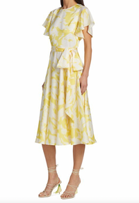 Flutter-Sleeve Midi Dress
