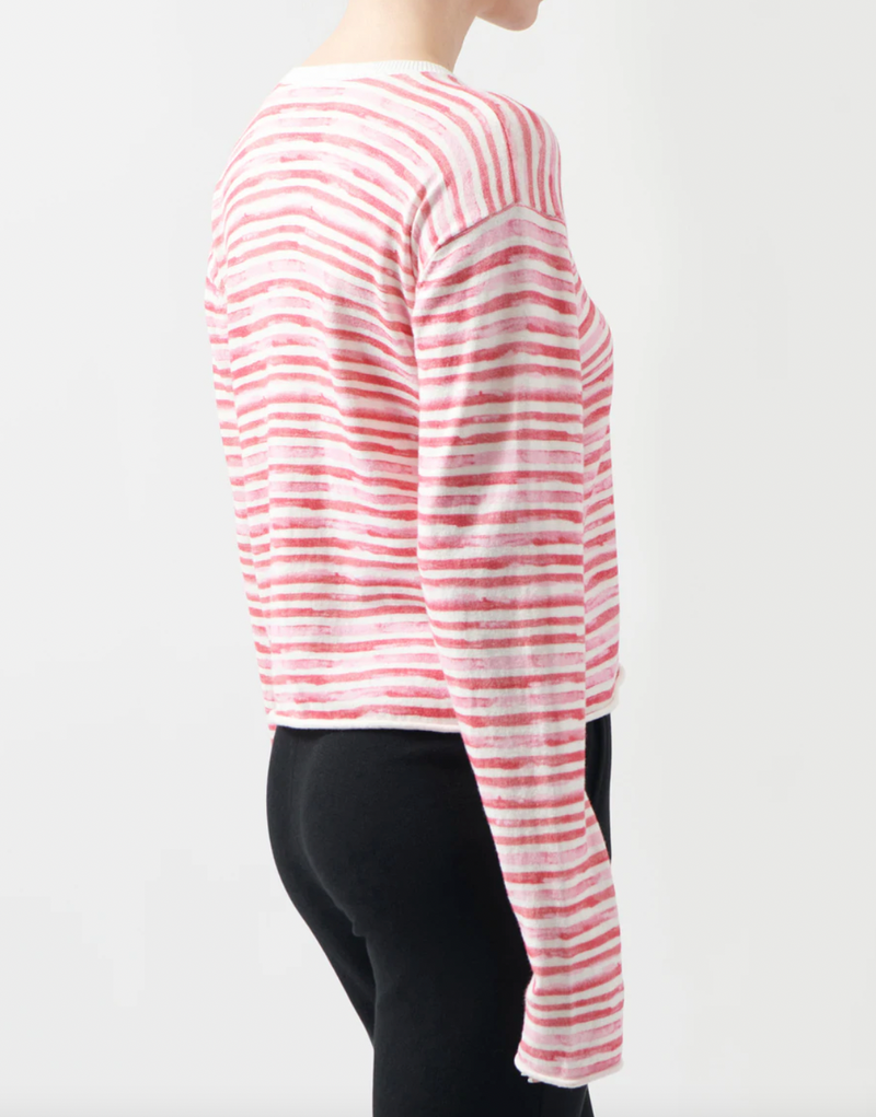 Cotton Cashmere Crew Neck Sweater - French Rose Combo