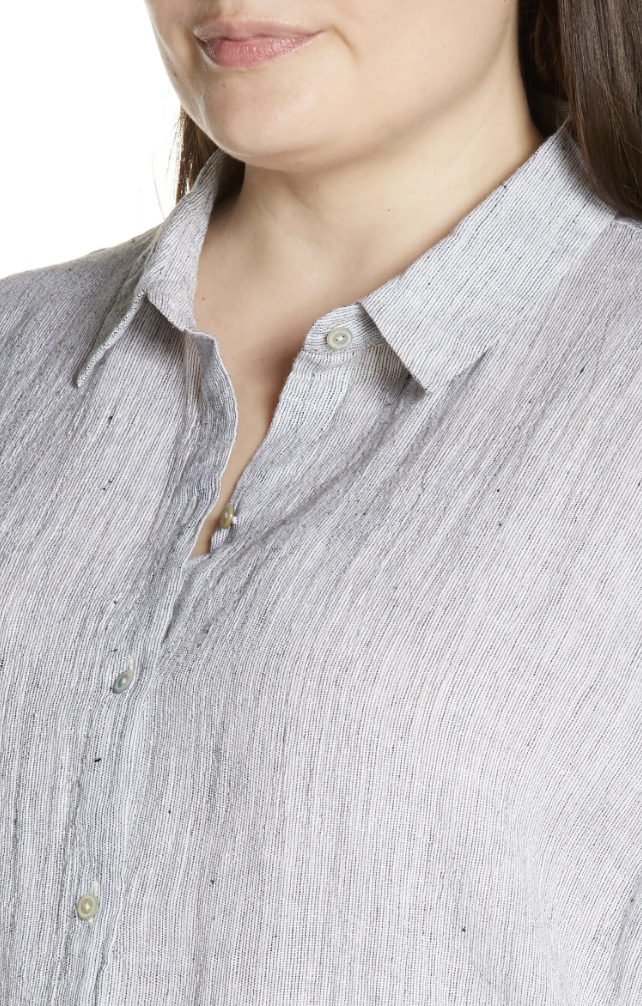 Eileen Fisher Crinkled Organic Linen Shirtdress