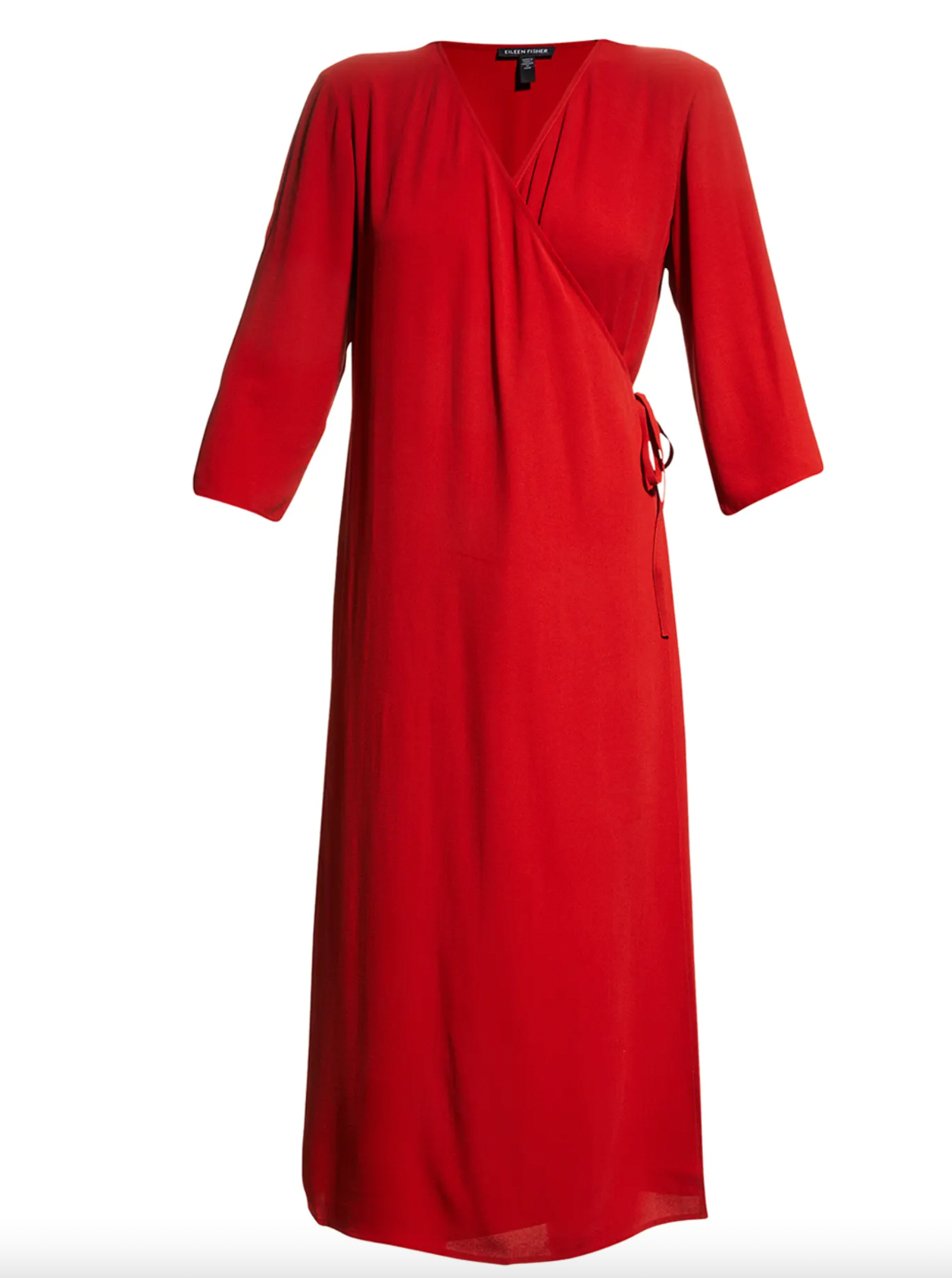 Eileen Fisher 3/4-Sleeve Georgette Wrap Dress
