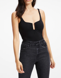 Good American Good Touch Ruched U Ring Bodysuit