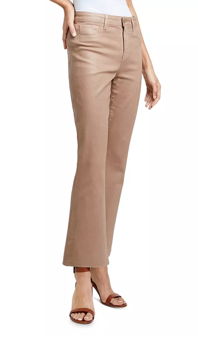 L'AGENCE Kendra High Rise Cropped Flared Jeans in Cappuccino