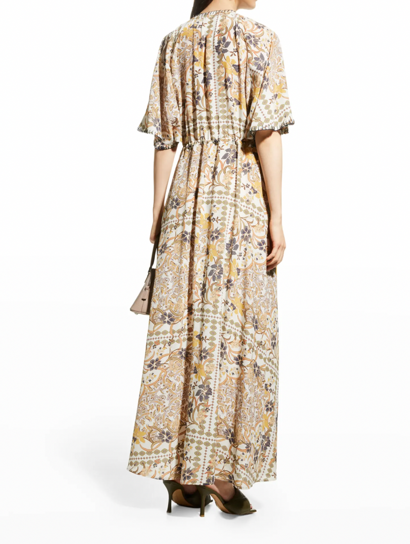 Cruz Floral-Print Whipstitch Maxi Dress