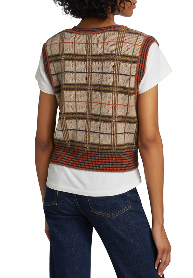 Re/done 60s Wool-Blend Plaid Sweater Vest