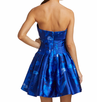 ML Monique Lhuillier Women's Blue Strapless-mikado Short Dress