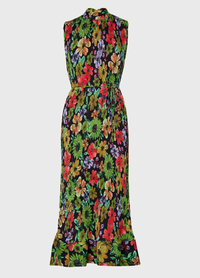 MILLY Melina Pleated Floral-Print Midi Dress