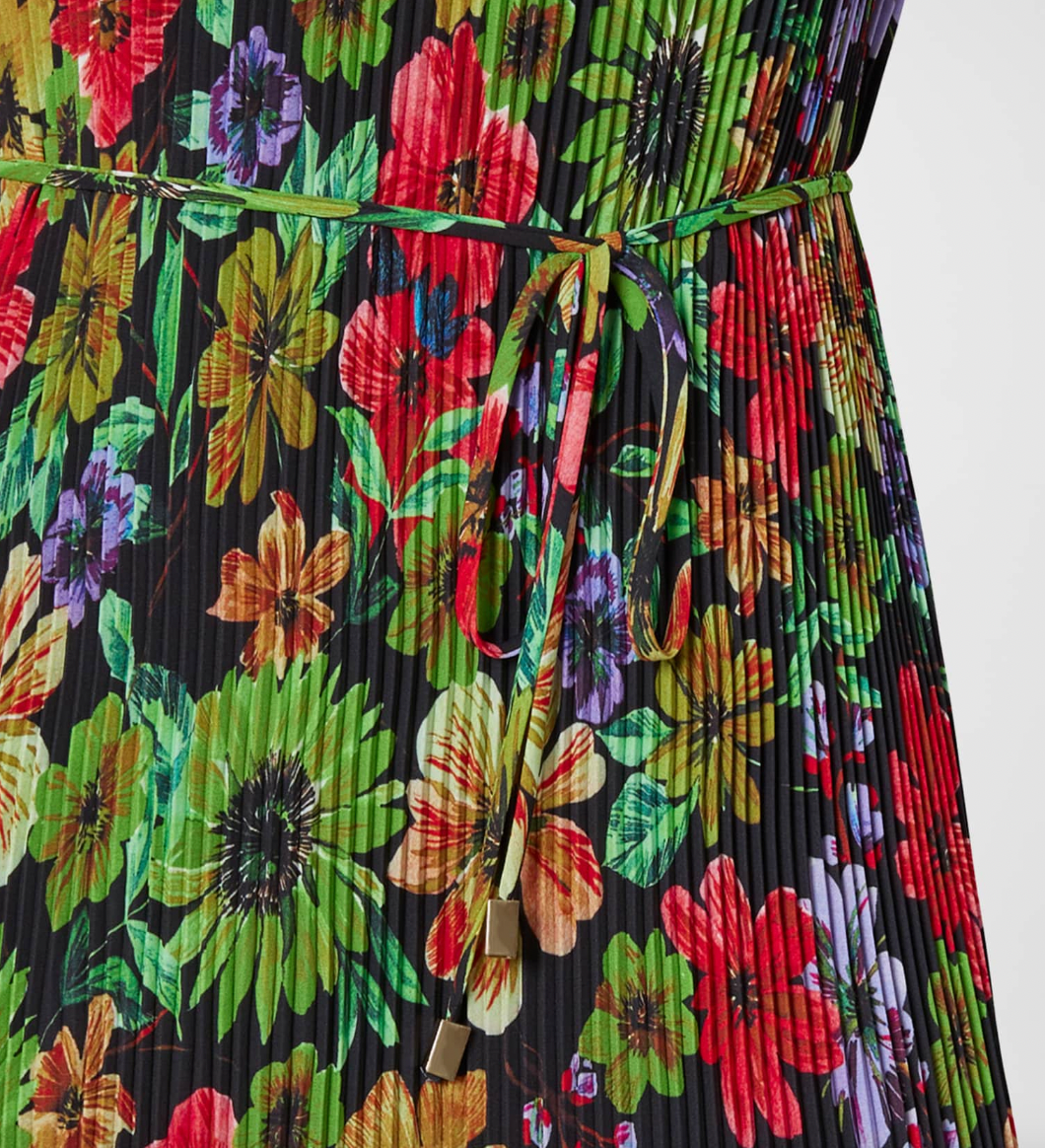 MILLY Melina Pleated Floral-Print Midi Dress