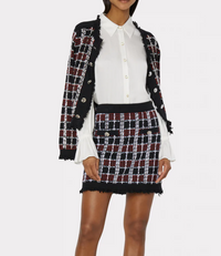 Milly Textured Plaid Mini Skirt