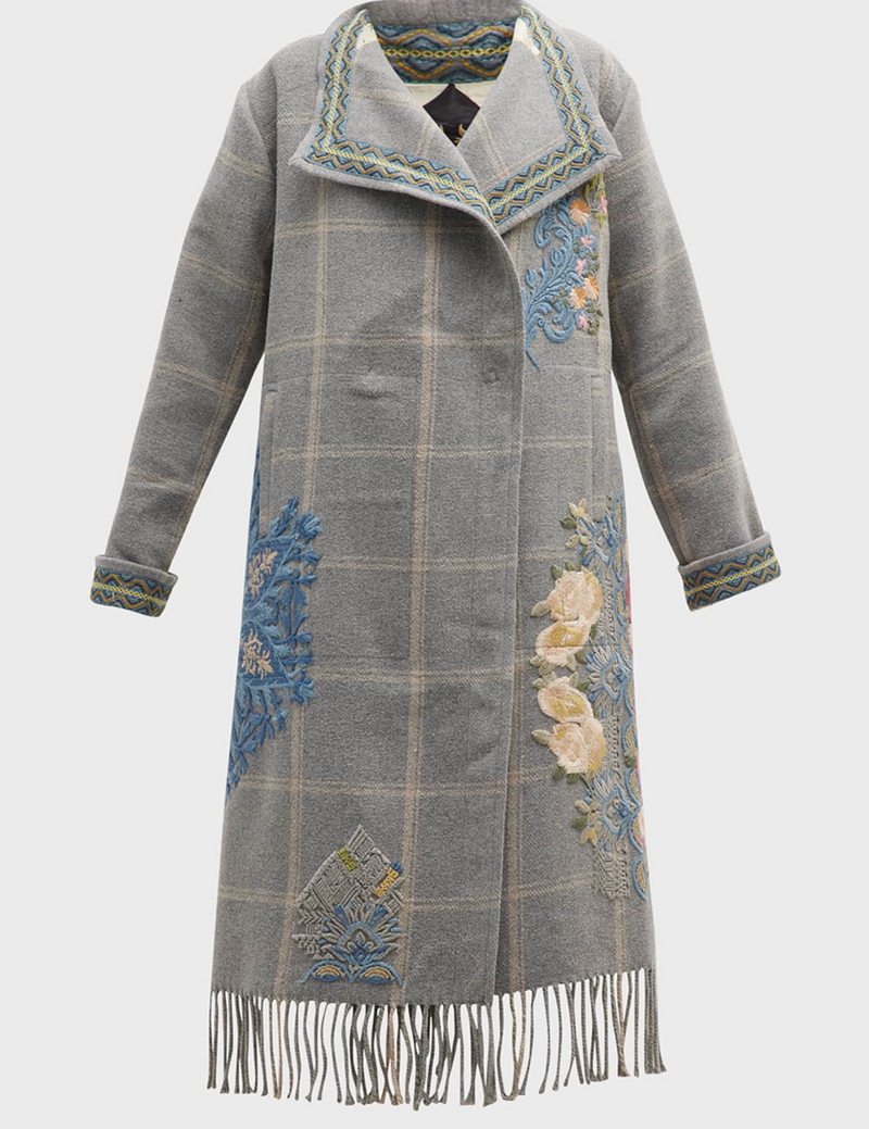 Johnny Was Omari Embroidered Wool-Blend Coat