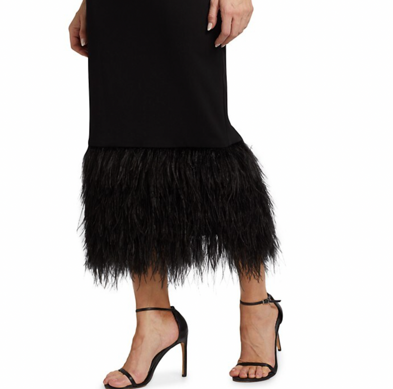 ML Monique Lhuillier Sleeveless Feathered Crepe Midi-Dress