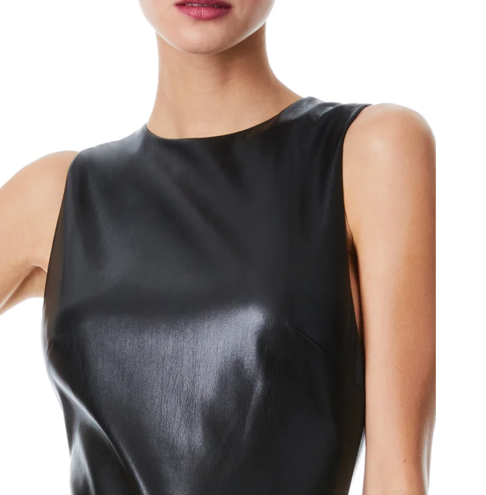 Alice + Olivia Delora Vegan Leather Sleeveless Dress
