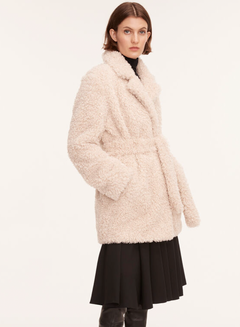 Rebecca Taylor Faux-shearling Belted Wrap Coat