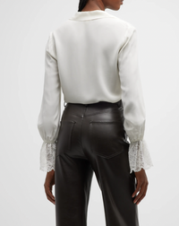 L'Agence Shyla Lace-Cuff Button-Front Blouse