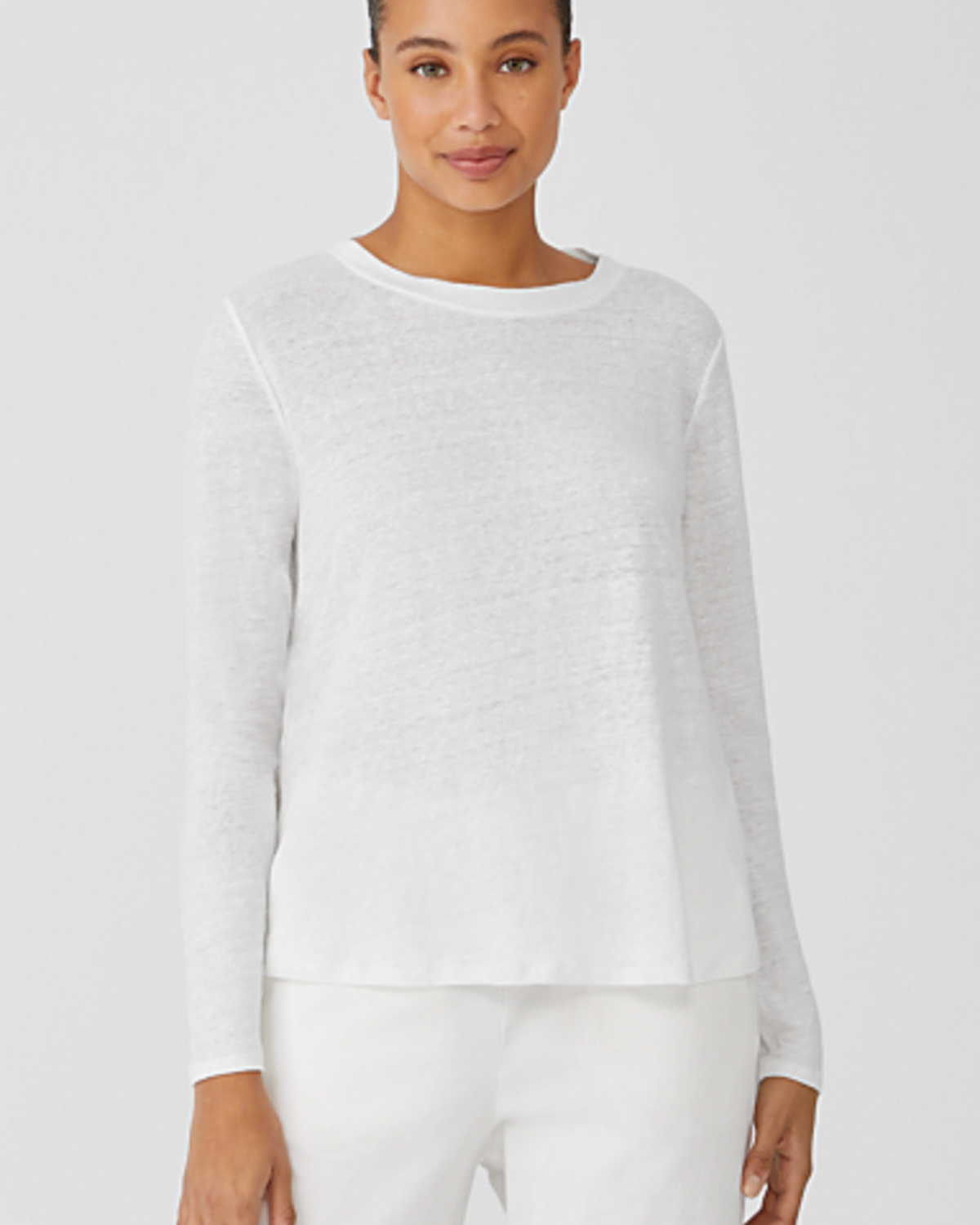 ORGANIC LINEN JERSEY CREW NECK TOP EASY FIT, BASIC LENGTH - AshleyCole Boutique