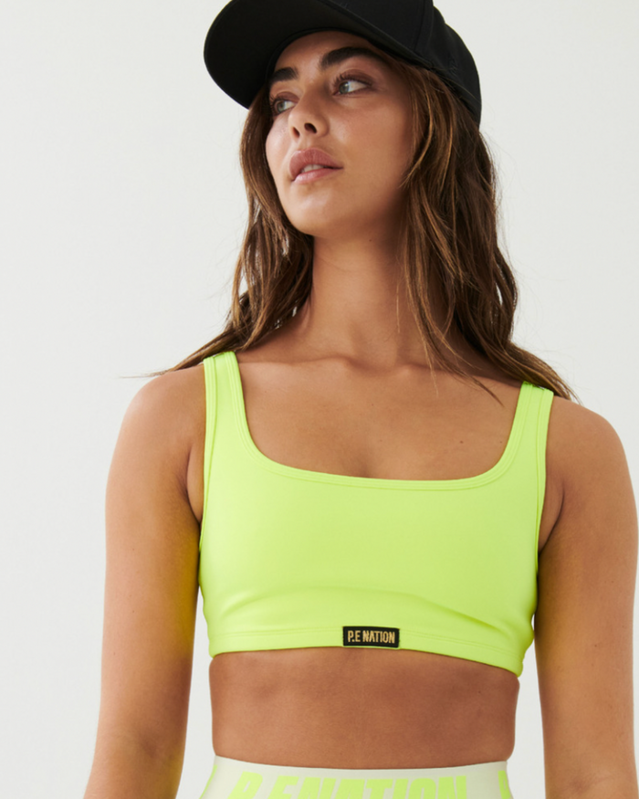 Clubhouse Sports Bra in Safety Yellow - AshleyCole Boutique