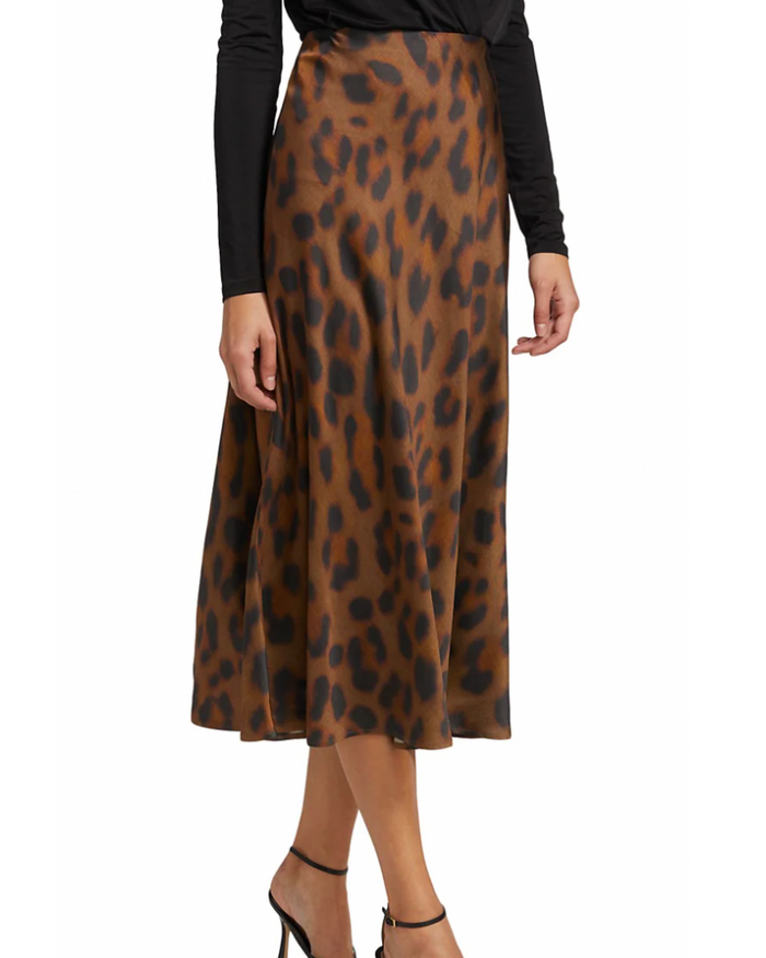 L'AGENCE Clarisa Leopard-Print Bias Midi Skirt - AshleyCole Boutique